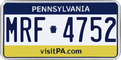 PA license plate MRF4752