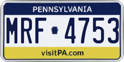 PA license plate MRF4753