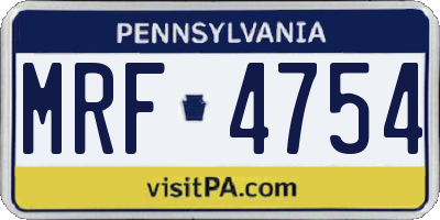 PA license plate MRF4754
