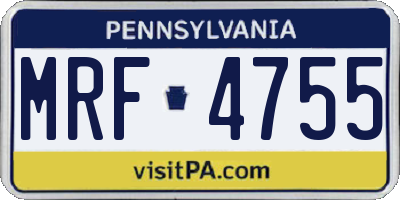 PA license plate MRF4755