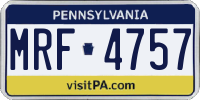 PA license plate MRF4757