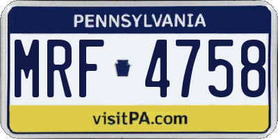 PA license plate MRF4758
