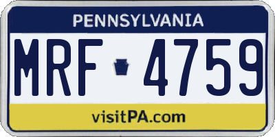 PA license plate MRF4759