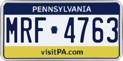 PA license plate MRF4763