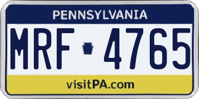 PA license plate MRF4765