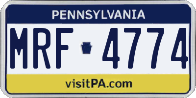 PA license plate MRF4774
