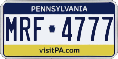 PA license plate MRF4777