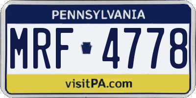 PA license plate MRF4778