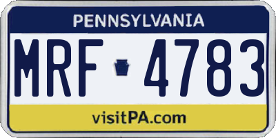 PA license plate MRF4783