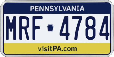 PA license plate MRF4784