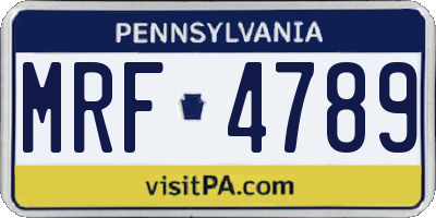 PA license plate MRF4789