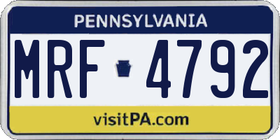 PA license plate MRF4792