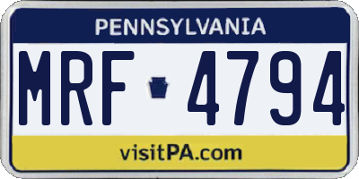 PA license plate MRF4794