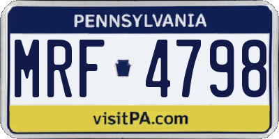 PA license plate MRF4798