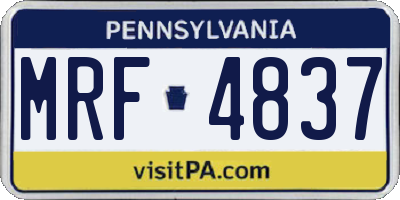 PA license plate MRF4837