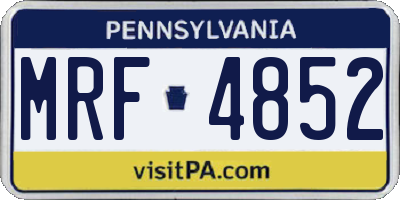 PA license plate MRF4852