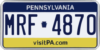 PA license plate MRF4870