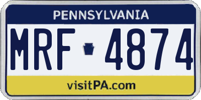 PA license plate MRF4874