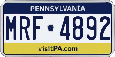 PA license plate MRF4892