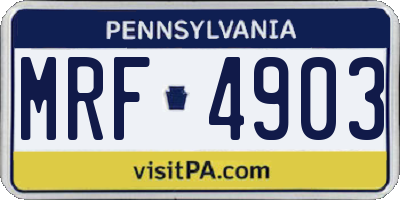 PA license plate MRF4903