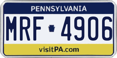 PA license plate MRF4906