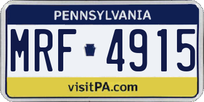 PA license plate MRF4915