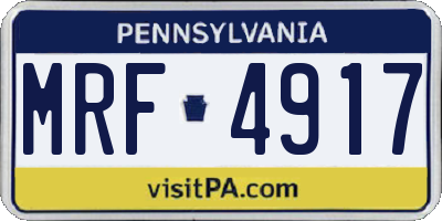 PA license plate MRF4917