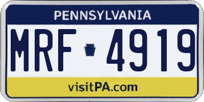 PA license plate MRF4919