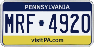 PA license plate MRF4920