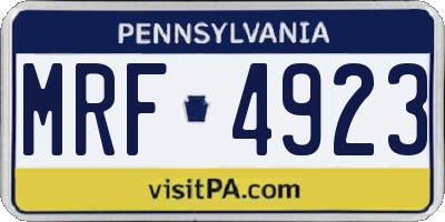 PA license plate MRF4923