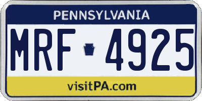 PA license plate MRF4925