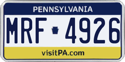 PA license plate MRF4926