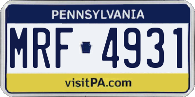 PA license plate MRF4931