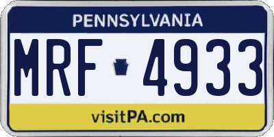 PA license plate MRF4933