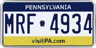 PA license plate MRF4934