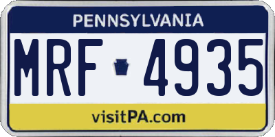 PA license plate MRF4935