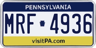 PA license plate MRF4936