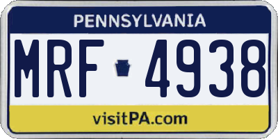 PA license plate MRF4938