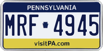 PA license plate MRF4945