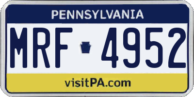 PA license plate MRF4952