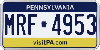 PA license plate MRF4953