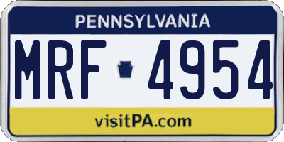 PA license plate MRF4954
