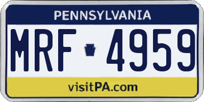 PA license plate MRF4959