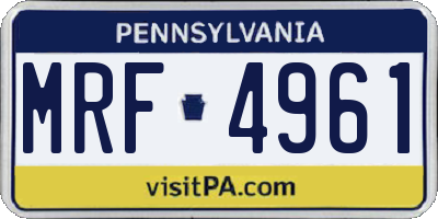 PA license plate MRF4961
