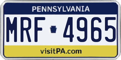 PA license plate MRF4965