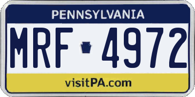 PA license plate MRF4972