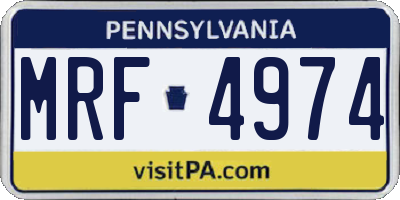 PA license plate MRF4974