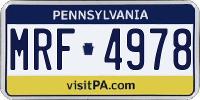 PA license plate MRF4978
