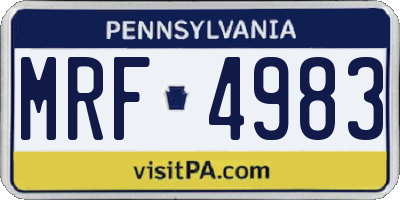 PA license plate MRF4983