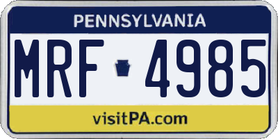 PA license plate MRF4985